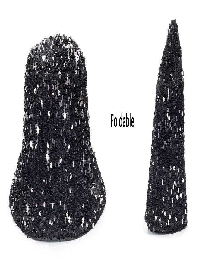 Vikodah Women's Sequin Bucket Sun Hat Bling Bling Reversible Glitter Outdoor Shiny Sun Hats Black - Image 2